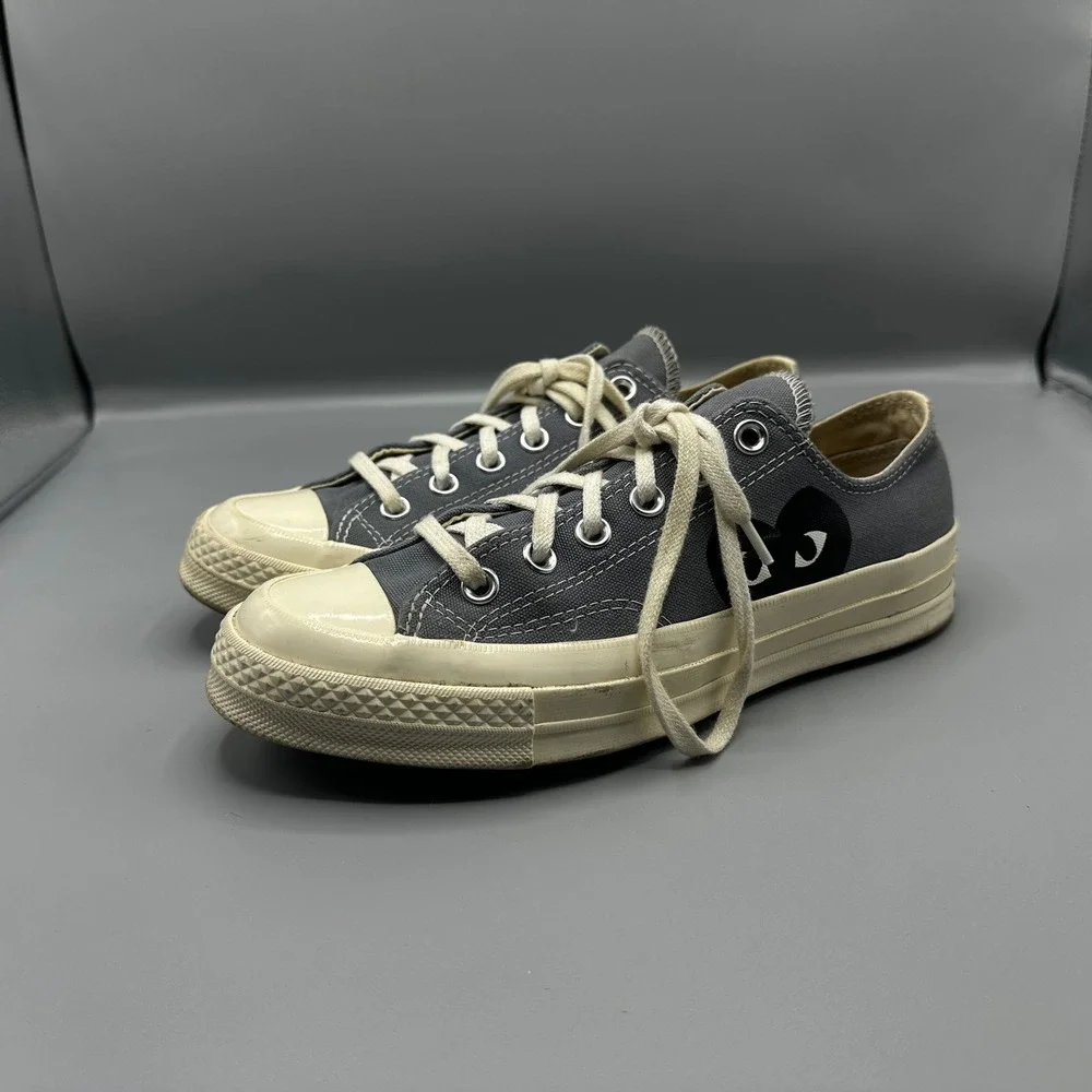 Comme des Garcons PLAY Converse Chuck 70 Low Grey Heart Sneakers Womens 8 Mens 6